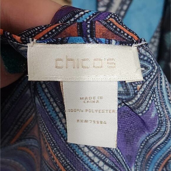 Chico's blue purple and teal tones contemporary rectangular scarf - Picture 3 of 5
